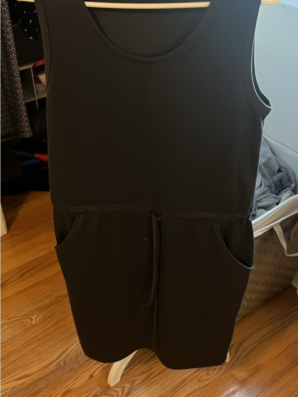 Doublju Black Sleeveless Mini Dress with Front Pockets